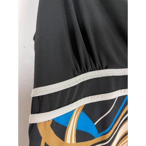 Perception Concepts Babydoll Top L Black Y2K 80s Retro Indie Hippie Casual Flowy - Picture 6 of 10